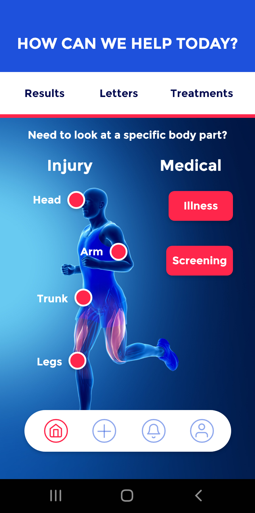Screenshot of AB3 Medical app home page
